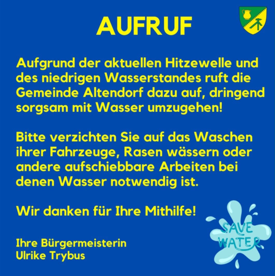 Aufruf zum Wasser sparen