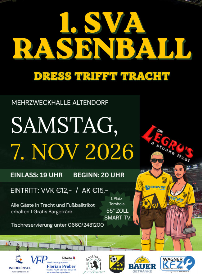 1.SVA Rasenball – Dress trifft Tracht am 7. November in der Mehrzweckhalle Altendorf