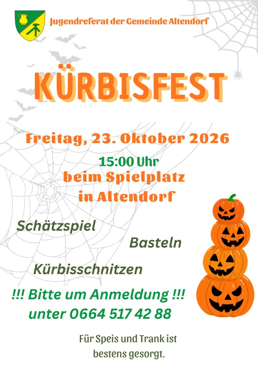 Kürbisfest am 23. Oktober 2026 um 15 Uhr